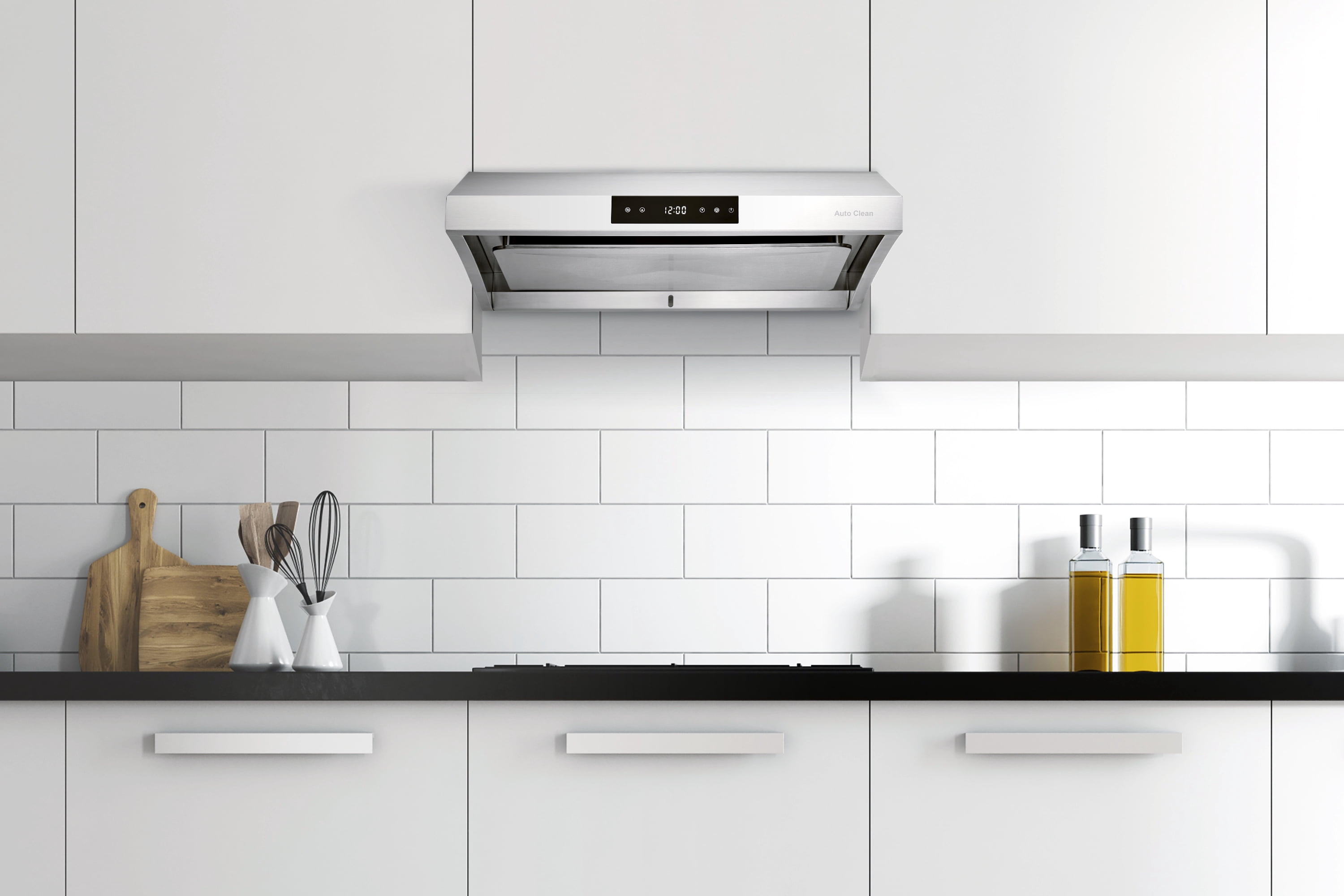 Hauslane UC-PS38 30-inch Under Cabinet Range Hood, Stainless Steel, Professional Suction, Steam Auto Clean, Touch Panel