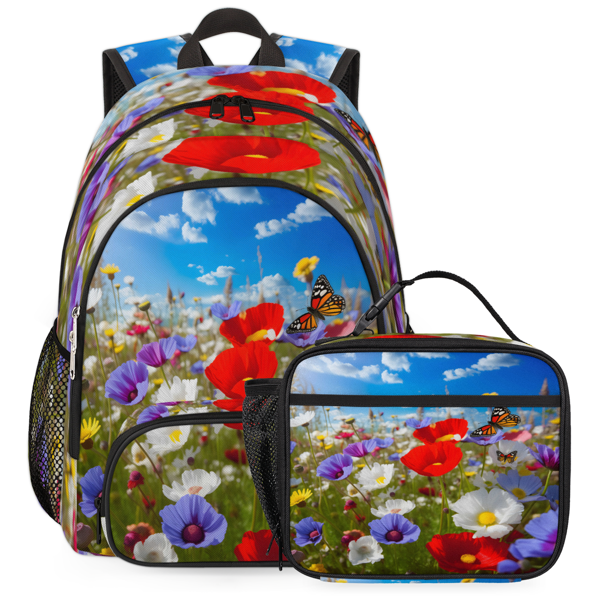 Herdesigns Hummingbird Palm Leaf Flower Large Backpack Set  display picture 1