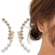 thumbnail image 2 of Pendientes de perlas en forma de U para mujer, pendientes de perlas dorados de moda, joyería para mujer, 2 of 6