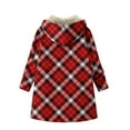 thumbnail image 5 of FDGIU Women's Oversized Plaid Flannel Shacket - Sherpa Lined Zip Up Hooded Warm Jacket, 5 of 5