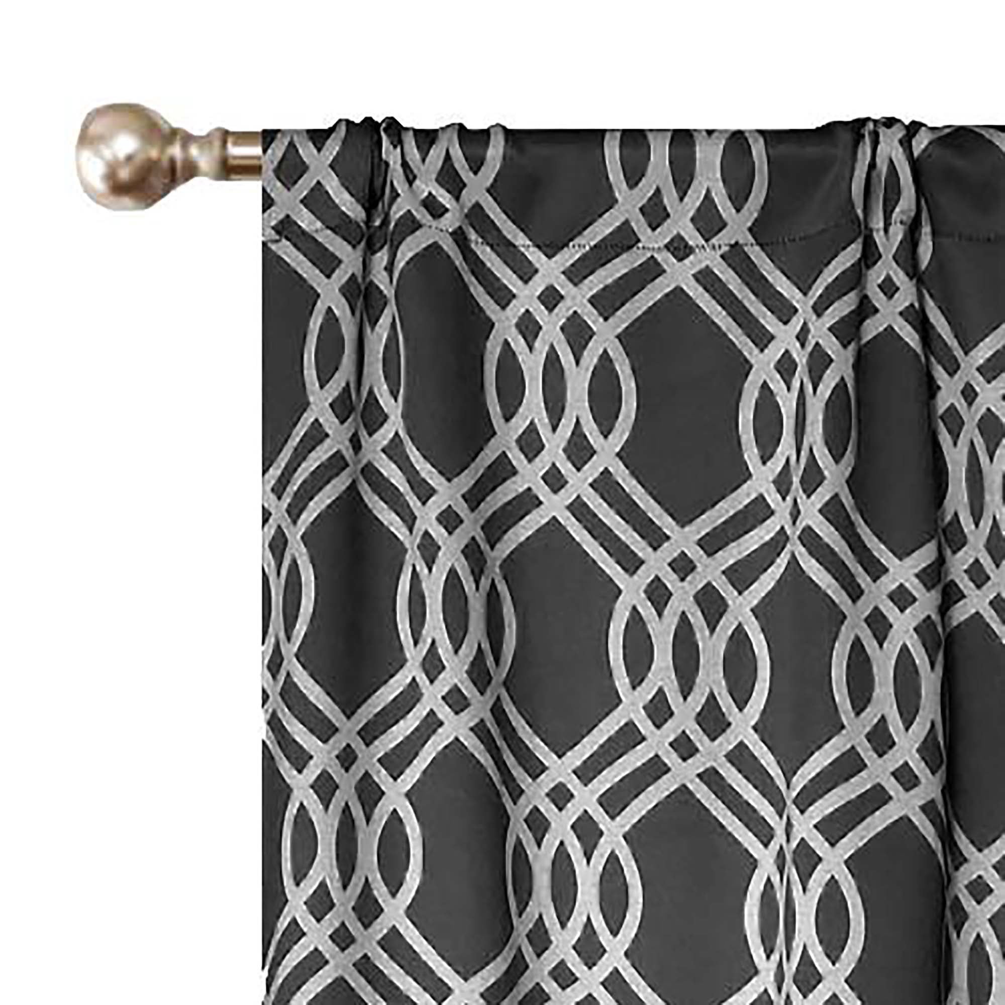 Superior Ribbon Blackout Curtains Set of 2, Grommet Header Cutain Panel Pair, Grey, 42"W x 96"L