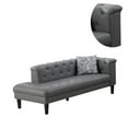 thumbnail image 6 of Benzara Ella 77" Vegan Faux Leather Chaise w/ Pillow Deep Button Tufted in Gray, 6 of 9