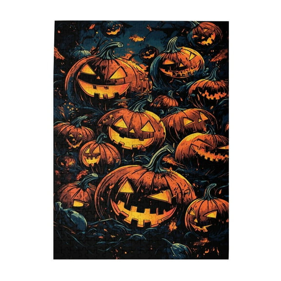 500 pcs Whimsical Ideas Pumpkin Head Wooden Puzzles For Adults 500 Pieces,Stunningly Vibrant Colors,Classic Holiday Gifts,Funny Pumpkin Head Stress Relieving Puzzle 500 Piece,For Puzzle Lover Gift