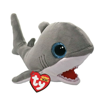 Ty Beanie Boos - Finnegan the Gray Shark  – Glitter Eyes  - Stuffed Animal
