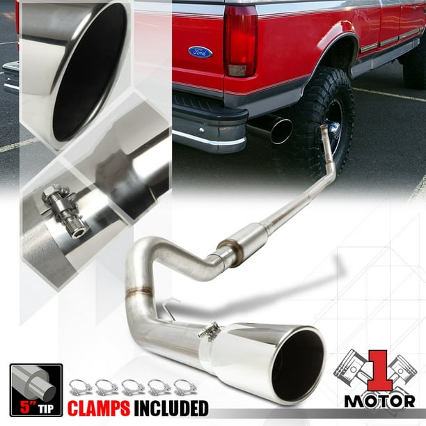 SS 5"Rolled Tip Resonated Turbo Back Exhaust for 94-97 Ford F250/F350 7