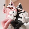 thumbnail image 4 of Conjunto de pijama con capucha para hombre y mujer, ropa de dormir gruesa con dibujos de dinosaurios, estilo coreano, holgada, para parejas, para invierno, 4 of 4