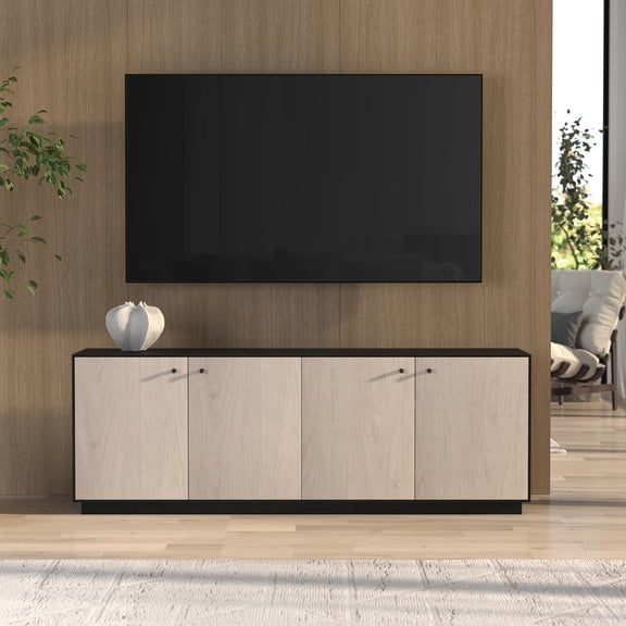 Lillian Rectangular TV Stand for TV's up to 75" in Black Grain/Alder White