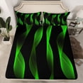 thumbnail image 2 of jejeloiu Waves Geometric Stripe Twin Sheet Sets,Black Green Bedding For Adults 3 Pieces, 2 of 7