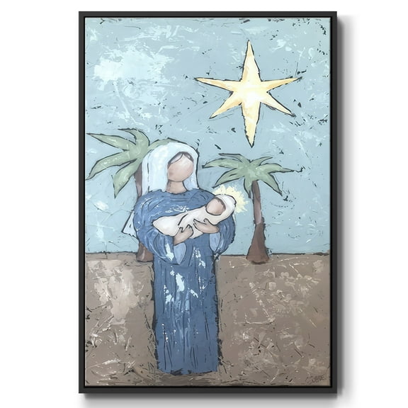 A Silent Night II - Framed Gallery Wrapped Holiday Canvas - 17 x 25 - Black Frame