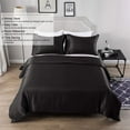 thumbnail image 4 of Soft Silk 7 PC Bed Sheet Set 15" Inches Deep Pocket (1 Fitted 1 Flat 2 Pillow Cases 1 Duvet Cover 2 Pillow Shams) 800 Thread Count Queen Size Black Solid, 4 of 5