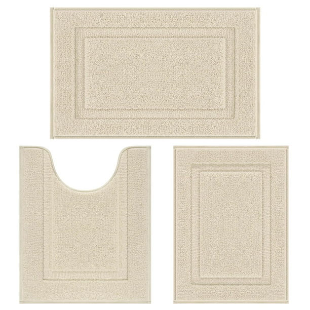 Juego de alfombras de baño SHACOS Soft Fluffy, 3 piezas, color beige claro