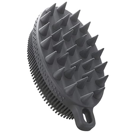 2-Sided Silicone Body Brush for Skin and Hair Cleansing  2-in-1 Bath Shower Body Washer and Shampoo Brush