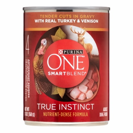 Purina ONE SmartBlend True Instinct Dog Food, Real Turkey and Venison 13 oz Can (Pack of 48)