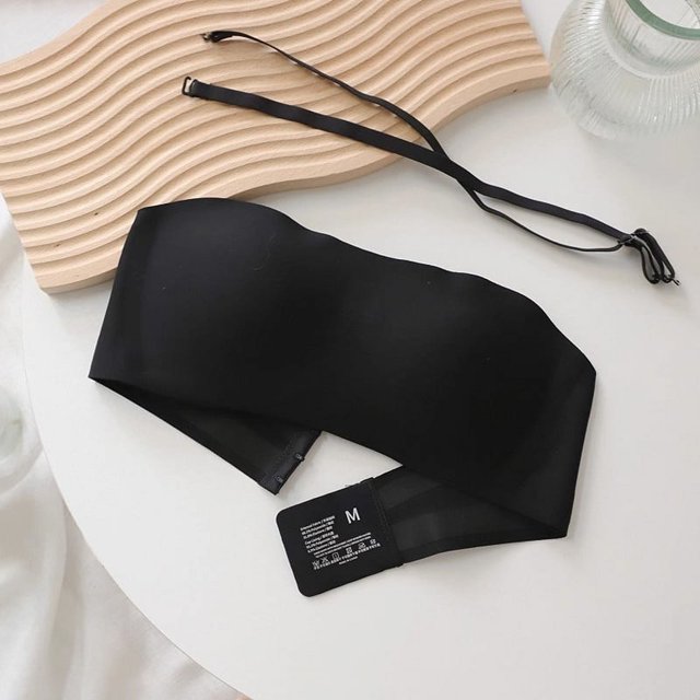 Sujetador invisible sin tirantes, ropa interior para mujer, sujetador fijo de una pieza con almohadilla para el pecho, sin aro de acero, sujetador de tirantes para niñas, sujetador fino