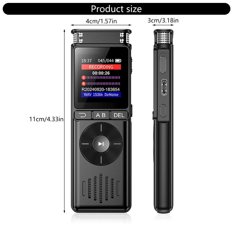 AOOOWER Multifunctional Voice Recorder 128GB Advanced Noise Cancelling MP3 Music Player