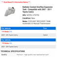 thumbnail image 2 of Radiator Coolant Overflow Expansion Tank - Compatible with 2007 - 2011 Toyota Camry 2008 2009 2010, 2 of 2