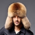 thumbnail image 3 of Dress Choice Men Trapper Hat Winter Bomber Hats with Ear Flaps Plush Windproof Faux Leather Cap with Fleece Lined for Cycling Skiing Outing Hunting, 3 of 8