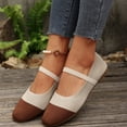thumbnail image 3 of Rokment Color Block Knit Ballet Flat Dressy Shoes for Women Ladies Comfortable Lightweight Round Toe Ankle Strap Slip on Low Heels Walking Loafers Fall Casual Dress Dance Mary Jane Brown Size 7, 3 of 6