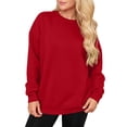 thumbnail image 5 of Womens Crew Neck Sweatshirts Long Sleeve Fall Casual Basic Pullover Loose Fit Top Sweatshirt Fashion Red XL, 5 of 6