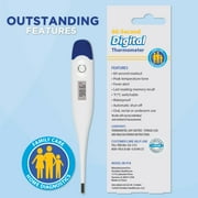 Veridian 60-Second Digital Thermometer | Fever Alert, Memory Recall | Rigid Tip | Water-Resistant | Case + Probe Covers