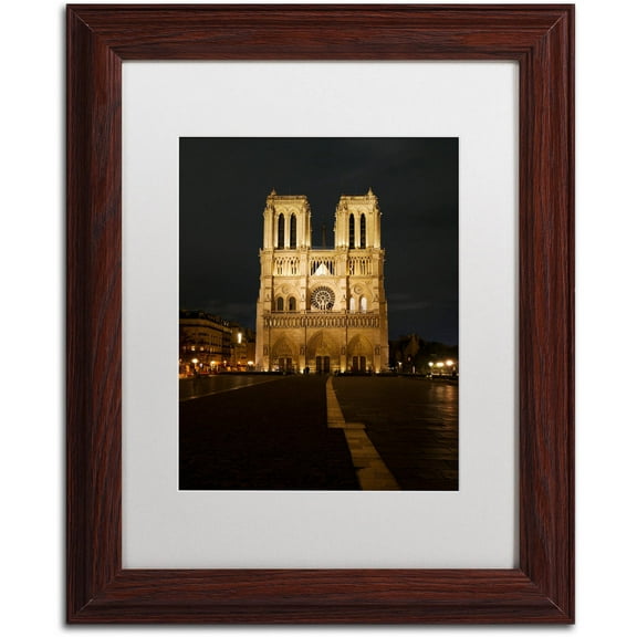 Trademark Fine Art "Notre-Dame de Paris" Canvas Art by Michael Blanchette Photography White Matte, Wood Frame