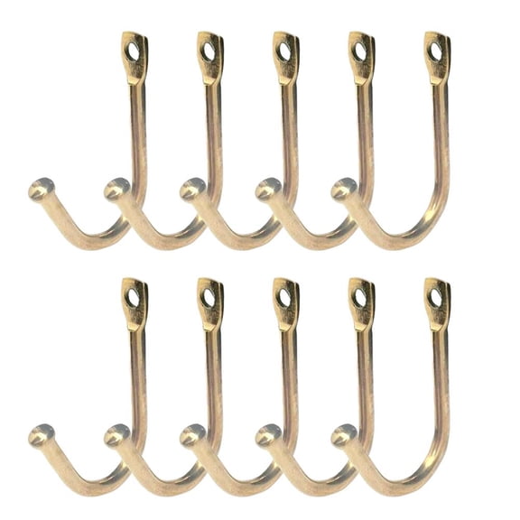 10PCS Single Prong Wrought Hooks Vintage Brass Wall Hooks Coat Hooks Hanging Coat Hat Key Towel Hanger Home Decor