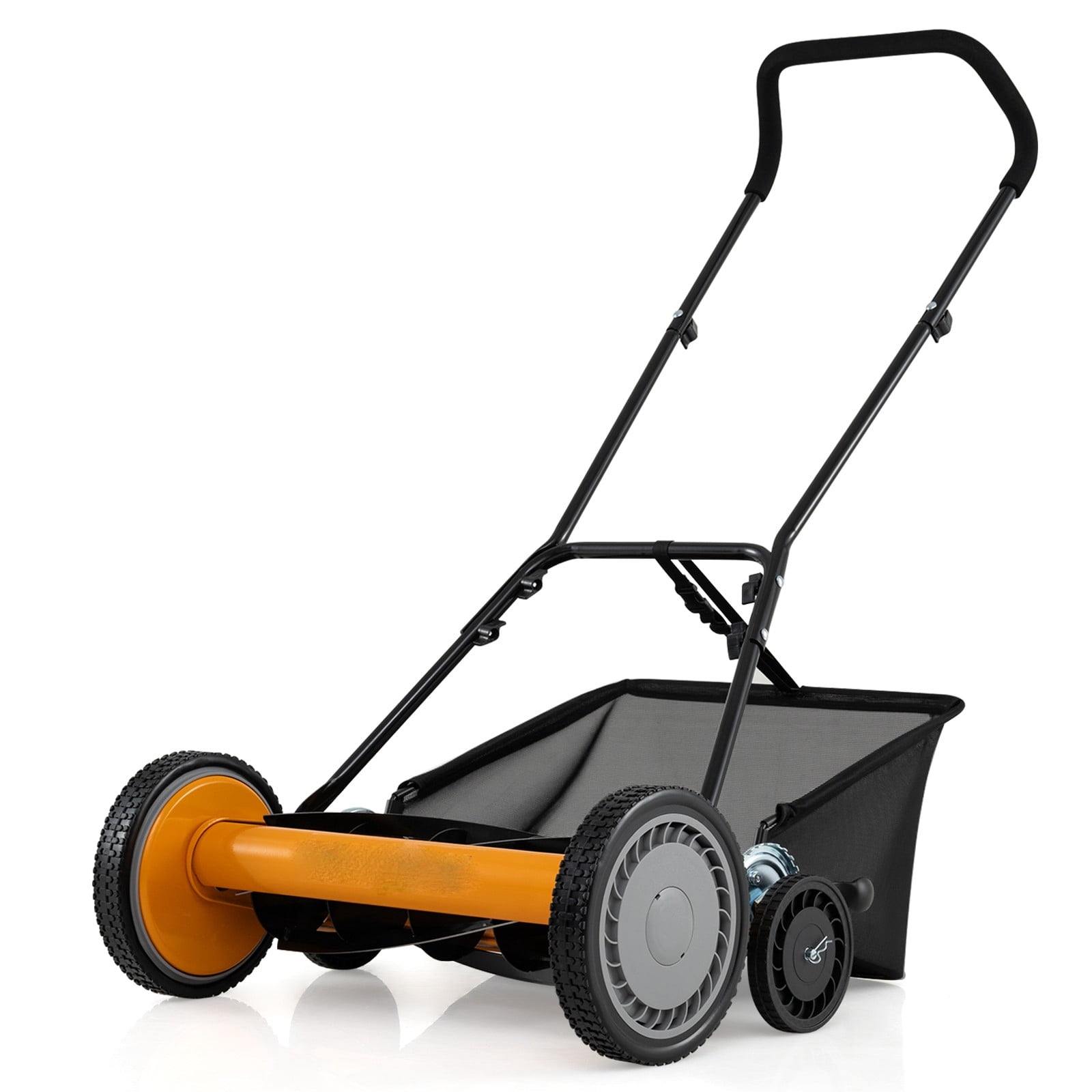 DRAZUNO Push Reel Lawn Mower, 5-Blade Manganese Steel Manual Grass Cutter,Lightweight