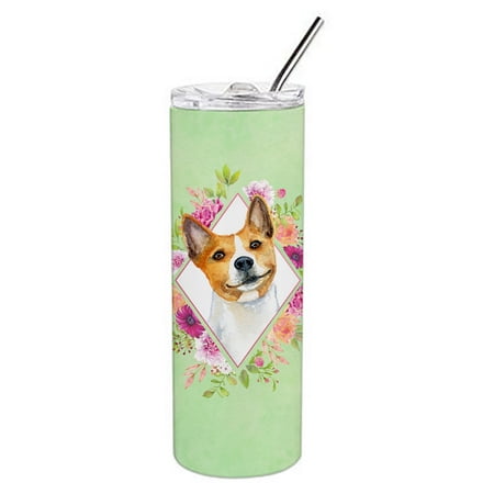 

Carolines Treasures CK4275TBL20 Basenji Green Flowers Stainless Steel 20 oz Skinny Tumbler 20 oz multicolor
