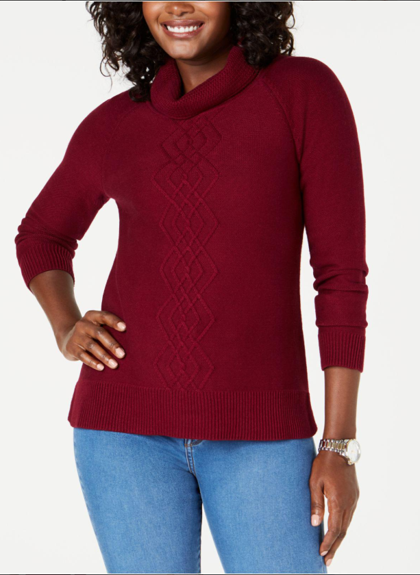 Karen Scott Petite Cotton Funnel-Neck 