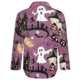 Long Sleeve Button Down Shirts for Women, Halloween Witch Cartoon Soft