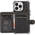 thumbnail image 2 of Compatible with iPhone 13 Pro Max Wallet Case with Card Holder PU Leather Kickstand Wrist Strap Shockproof Protective Cover for Women Man Black, 2 of 7