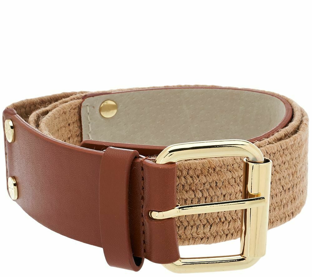 Les Canebiers Mens Braided Rope Casual Taillat Belt Brown Silver Tone Size XXL 