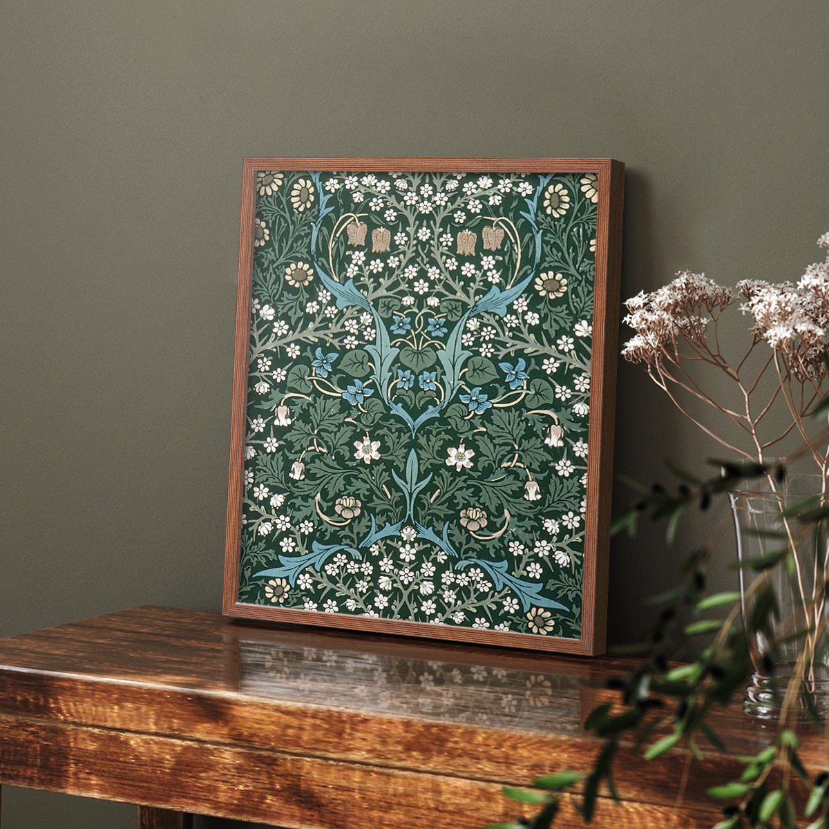 Vintage Abstract Print CLXXV - 14in. x 11in. Vintage Framed Print in Walnut Wood Frame