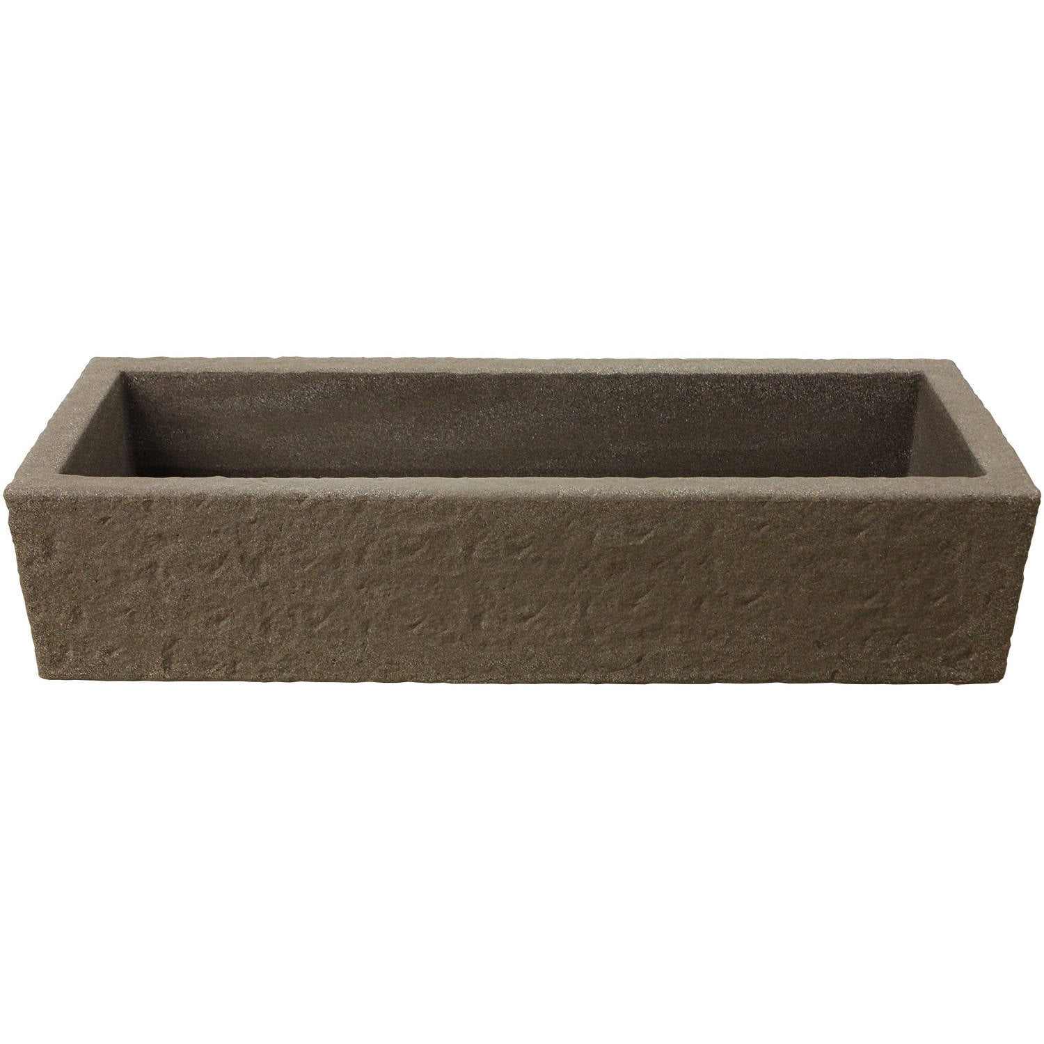 Trough Planter with Drainage Holes “ 38³ Weatherproof Resin Planter “ Granite by EMSCO Group