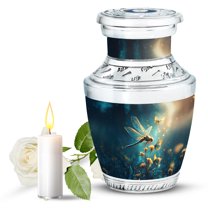 JAGASY Dragonfly Memorial Urn for Ashes Adult Female - Blue Small Urns for Human Ashes Keepsake - Butterfly Flowers Decorative Urns for Spouse - Handmade Cremation Urn for Wife - (3 Inch)