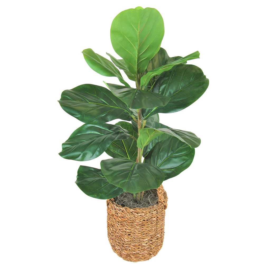 LCG Sales 30" Artificial Fig Plant in a Handwoven Basket with Handles