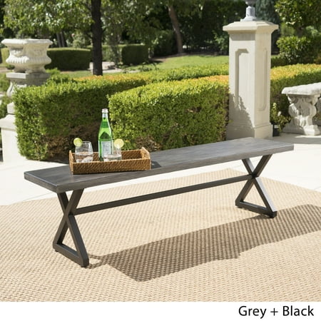 Christopher Knight Home Rolando Outdoor Aluminum Dining Bench By Christopher Knight Home Rolando Outdoor Aluminum Dining Bench By Grey