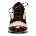 thumbnail image 3 of YDN Women's Almond Toe Wingtip Oxfords Stiletto High Heels Selftie Retro Modern Style Chic Daily Looks Casual Office Pumps Shoes Size 16 Brown and Beige, 3 of 4