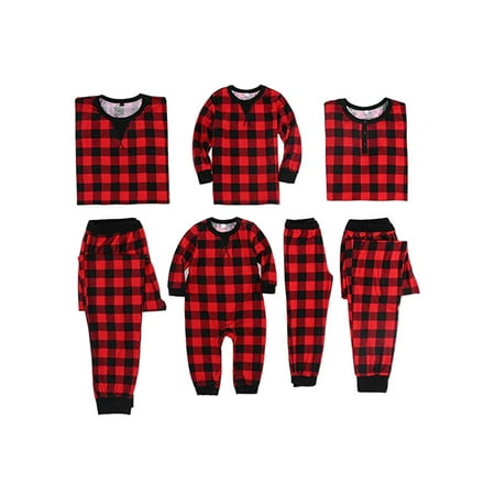 

IZhansean Christmas Family Matching Pajamas Set Plaids Print Tops with Long Pants Dad Mom Boy Girl Sleepwear