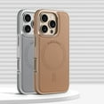 thumbnail image 2 of Luxury Business Plating Frame Leather Magnetic Back Case for iPhone 16 15 Pro Max for magsafe Wireless Charge Shockproof Cover (White,For iPhone 16Pro Max), 2 of 7
