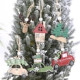 thumbnail image 3 of 6 Pcs Xmas Tree Decor Wooden Hanging Pendants Christmas Cabin Elk Car Ornaments, 3 of 5