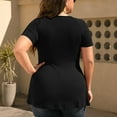 thumbnail image 4 of SOMER Women's Tops Plus Size T Shirt Short Sleeve V Neck Dressy Wrap Flowy 2025 Summer Black, 4 of 7