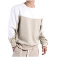 thumbnail image 2 of Blusas y camisas de manga larga y cuello redondo para hombre, blusa informal de manga larga con cuello redondo y bloques de color, blusa de poliéster para hombre., 2 of 6