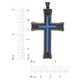 thumbnail image 4 of Mens Black and Blue Stainless Steel Stacked Cross Pendant Necklace, 4 of 5