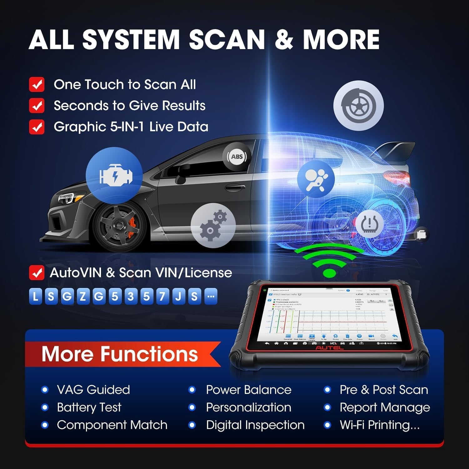 Autel MaxiPRO MP900-BT KIT Scanner: Bi-Directional car scanner, Support DoIP and CAN-FD, 40+ Services, OE ECU Coding