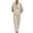 M-Beige, variant on Plus Size Women Linen 2 Piece Set, Loose Fitting Stand Collar V Neck Batwing Sleeve Top and Wide Leg Pants, Casual Everyday Outfit Khaki M