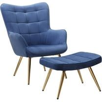 Best Master Furniture WX2931 Velvet Chair and Ottoman Set, Blue