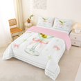 thumbnail image 2 of Manfei Minimalist Goblet King Size Comforter Sets,Bow Olive Border Comforters King Size,Pink Reversible,3 Pieces,1 Comforter and 2 Pillowcases, 2 of 7