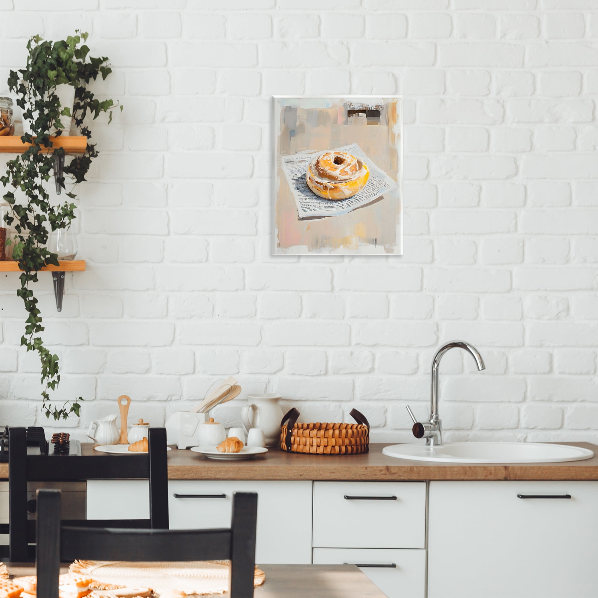 Stupell Industries Cinnamon Roll & Morning Paper Wall Plaque Art, design by The Prints Vibe