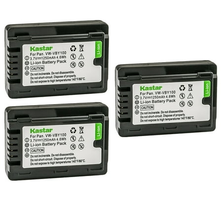 Kastar 3-Pack Battery Replacement for Panasonic VW-VBY100 Battery Panasonic HC-V110 HC-V110G HC-V110GK HC-V110K HC-V110P HC-V110P-K HC-V130 HC-V130K HC-V201 HC-V201K Cameras